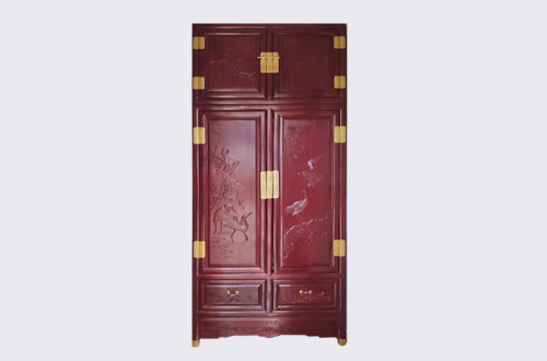 峪泉镇高端中式家居装修深红色纯实木衣柜